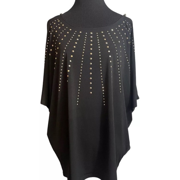 C. Oliver Top Cold Shoulder Short Sleeve Gold Chain Metal Strap Y2K Grommets - Picture 1 of 5